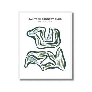 Oak tree Country Club, Oklahoma | Golf Wall Décor, Golf Memorial Gift, Gift for Her | Watercolor Style Art Print Unframed