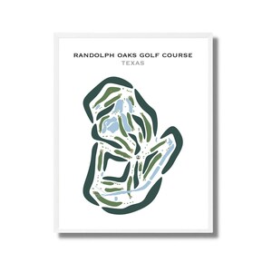 Parcours de golf de Randolph Oaks, Texas | Carte du parcours de golf, carte du golf, cadeau golfeur pour lui, mise en page de la carte de score, cadeau petit ami golfeur, impression d'art sans cadre