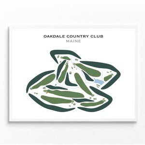 Country Club d'Oakdale, Maine | Carte du parcours de golf, carte du golf, cadeau golfeur pour lui, mise en page de la carte de score, cadeau petit ami golfeur, impression d'art sans cadre