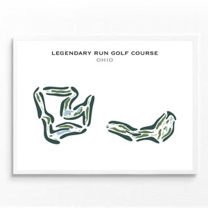 Legendarische Run-golfbaan, Ohio | Golfbaankaart, golfkaart, golfer cadeau voor hem, scorecardlay-out, cadeau golfer vriendje, kunstprint INGELIJST