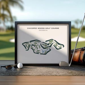 Campo de golf Chicopee Woods, GA / Mapa del campo de golf, mapa de golf, regalo para golfista, diseño de tarjeta de puntuación, regalo para novio golfista, decoración con láminas artísticas