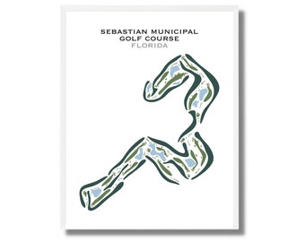 Sebastian Municipal Golf Course, Florida, Golf Course Map, Golf Art for Wall, Gifts for a Golfer, Gift for Him, Scorecard Layout, Decor