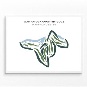 Wampatuck Country Club, Canton, Massachusetts, Impressão de campo de golfe, Ideias de decoração de golfe, Tapeçarias de parede de golfe, Mapa minimalista de campo de golfe