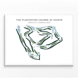 De plantagecursus in Edisto, SC | Golfbaankaart, golfkaart, cadeau golfer, scorecardlay-out, cadeau golfer vriendje, kunstdruk INGELIJST