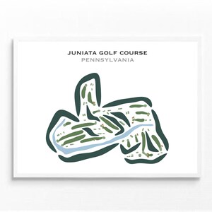 Campo de golf Juniata, PA / Mapa del campo de golf, Mapa de golf, Regalo para golfista, Diseño de tarjeta de puntuación, Regalo para novio golfista, Lámina artística sin marco