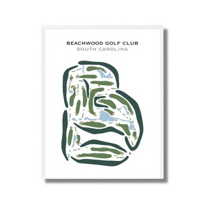 Club de golf Beachwood, Carolina del Sur / Mapa del campo de golf, regalos de golf para él, decoración de golf para el hogar, arte mural de golf / Impresión artística estilo acuarela sin marco