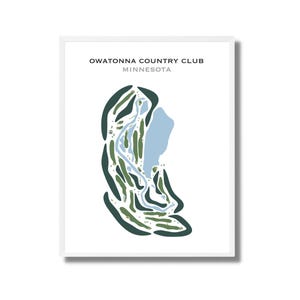Country Club d'Owatonna, Minnesota | Carte du parcours de golf, carte du golf, cadeau golfeur pour lui, mise en page de la carte de score, cadeau petit ami golfeur, impression d'art sans cadre