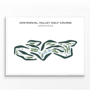 Centennial Valley-golfbaan, AR | Golfbaankaart, decor, golfer cadeau voor hem, scorecardlay-out, cadeau golfer vriendje, kunstdruk INGELIJST