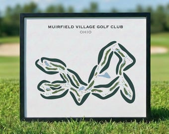 Club de golf de Muirfield Village, Ohio | Carte du parcours de golf, carte du golf, cadeau golfeur pour lui, mise en page de la carte de score, cadeau petit ami golfeur, impression d'art déco