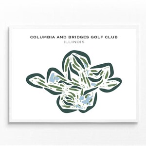 Club de Golf Columbia y Club de Golf Bridges, IL / Mapa del campo de golf, Mapa de golf, Regalo para golfista, Tarjeta de puntuación, Regalo para novio golfista, Lámina artística sin marco