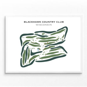 Blackhawk Country Club, Wisconsin | Golfbaankaart, golfcadeaus voor vader, golfmuurkunst | Kunstafdruk in aquarelstijl, niet ingelijst