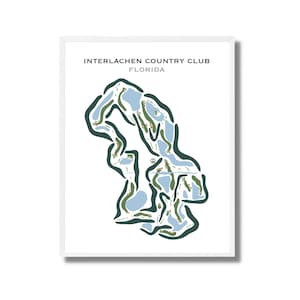Interlachen Country Club, Florida, golfbaankaart, golfhuisdecoratie cadeau, cadeaus voor golfliefhebber, golfcadeaus voor verjaardag, minimalistische golfkaart