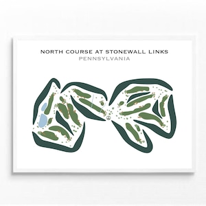 North Course bij Stonewall Links, Pennsylvania | Golfbaankaart, golfkaart, golfer cadeau voor hem, scorecard, cadeau golfer vriendje, kunstdruk INGELIJST