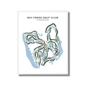 Bay Creek Golfklub, Virginia | Golf Platz Drucke, Golf Platz Karte, Golf Geschenke für Papa, Golf Wand Kunst | Aquarell Style Kunstdruck Ungerahmt