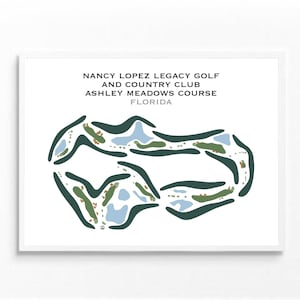 Nancy Lopez Legacy Golf & Country Club, Ashley Meadows Course, Florida | Kaart golfbaan, cadeau voor hem, cadeau golfer vriendje, kunstdruk INGELIJSTE