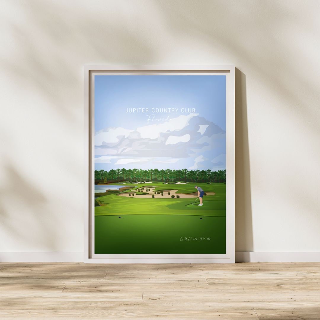 Jupiter Country Club, Florida Signature Hole Golf Poster, Golf Décor