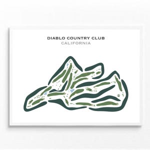Country Club de Diablo, Californie | Carte du parcours de golf, carte du golf, cadeau golfeur pour lui, mise en page de la carte de score, cadeau petit ami golfeur, impression d'art sans cadre
