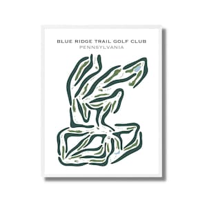 Blue Ridge Trail Golf Club, Pensilvania / Mapa del campo de golf, regalos para golfistas, decoración de montañas / Impresión de arte minimalista en acuarela sin marco