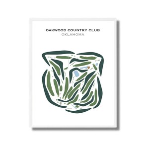 Oakwood Country Club, OK | Carte du parcours de golf, carte du golf, cadeau golfeur pour lui, mise en page de la carte de score, cadeau petit ami golfeur, impression d'art sans cadre