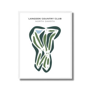 Langdon Country Club, ND / Mapa del campo de golf, Mapa de golf, Regalo para golfista, Diseño de tarjeta de puntuación, Regalo para novio golfista, Lámina artística sin marco