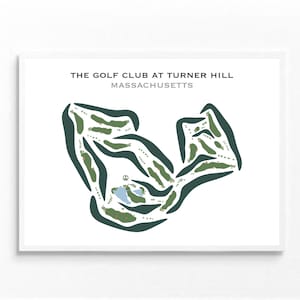 El Club de Golf en Turner Hill, MA / Mapa del Campo de Golf, Mapa de Golf, Regalo para Golfista, Diseño de Tarjeta de Puntuación, Regalo para Novio Golfista, Lámina Artística SIN MARCO