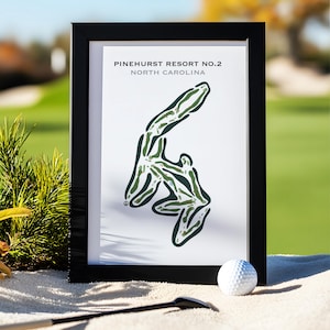 Arte de pared del Pinehurst Resort No. 2 Country Club, Carolina del Norte. Mapa del campo de golf, decoración para el hogar de golfistas, regalo para el Día del Padre para papá. Arte deportivo minimalista.