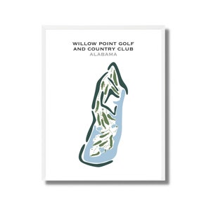 Willow Point Golf and Country Club, Alabama, golfbaan print, kerstcadeau voor golfliefhebber, golfers, cadeau golfliefhebber, golfkunst ingelijst