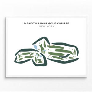 Parcours de golf Meadow Links, État de New York | Carte du parcours de golf, carte du golf, cadeau golfeur pour lui, mise en page de la carte de score, cadeau petit ami golfeur, impression d'art sans cadre