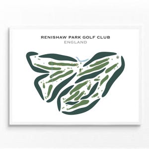 Club de Golf Renishaw Park, Inglaterra / Mapa del Campo de Golf, Mapa de Golf, Regalo para Golfista, Diseño de Tarjeta de Puntuación, Regalo para Novio Golfista, Lámina Artística SIN MARCO