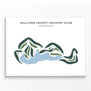 Country Club du comté de Sullivan, Missouri | Carte du parcours de golf, carte du golf, cadeau golfeur pour lui, mise en page de la carte de score, cadeau petit ami golfeur, impression d'art sans cadre