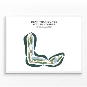 Dunas Bear Trap, Campo Kodiak, DE / Mapa del campo de golf, Mapa de golf, Regalo para golfista, Tarjeta de puntuación, Regalo para novio golfista, Lámina artística sin marco