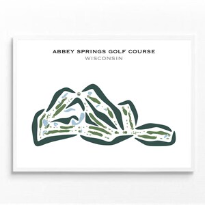 Parcours de golf d'Abbey Springs, WI | Carte du parcours de golf, carte du golf, cadeau golfeur pour lui, mise en page de la carte de score, cadeau petit ami golfeur, impression d'art sans cadre