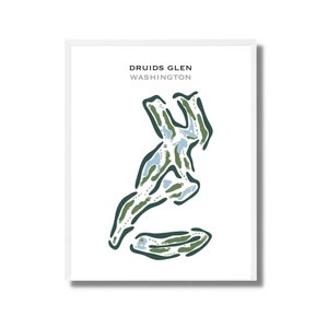 Druids Glen, Washington | Golfbaankaart, golfkaart, golfer cadeau voor hem, scorecardlay-out, cadeau golfer vriendje, kunstdruk INGELIJST