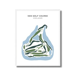 Parcours de golf de Nes, Islande | Carte du parcours de golf, carte du golf, cadeau golfeur pour lui, mise en page de la carte de score, cadeau petit ami golfeur, impression d'art sans cadre