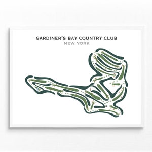 Country Club de Gardiner's Bay, État de New York | Carte du terrain de golf, carte du golf, cadeau golfeur pour lui, mise en page de la carte de score, cadeau petit ami golfeur, impression d'art sans cadre