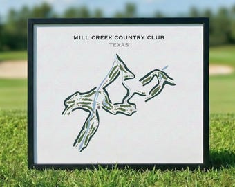 Mill Creek Country Club, Texas / Mapa del campo de golf, Mapa de golf, Regalo para golfista, Diseño de tarjeta de puntuación, Regalo para novio golfista, Lámina decorativa