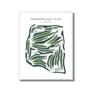 Inverness Golf Club, Illinois / Mapa del campo de golf, mapa de golf, regalo de golfista para él, diseño de tarjeta de puntuación, regalo de novio golfista, impresión artística SIN MARCO