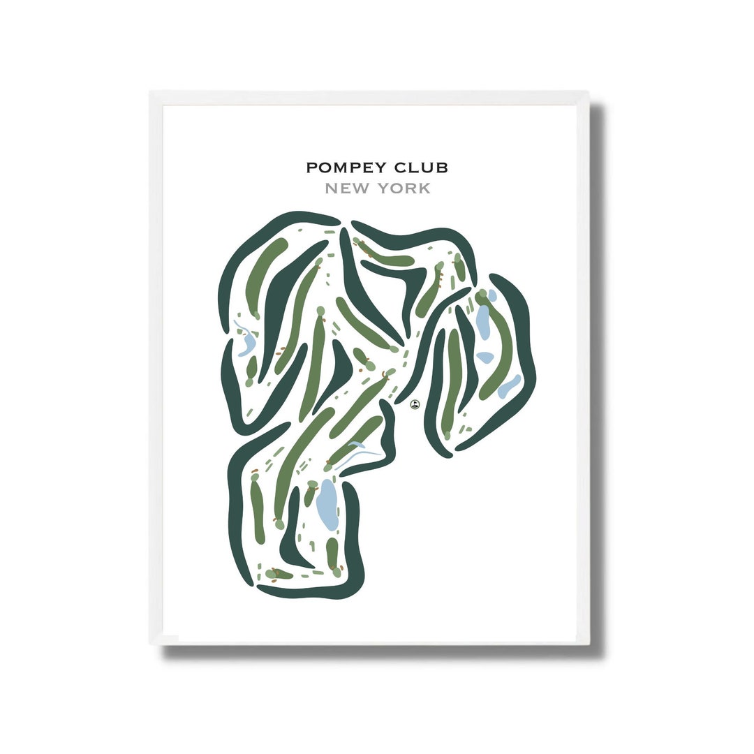 Pompey Club, New York Golf Course Map, Home Decor, Golfer Gift for Him