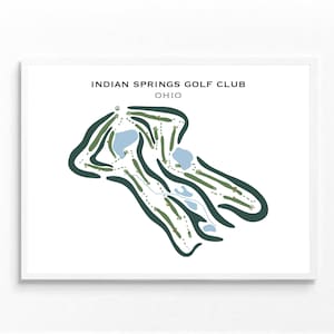 Club de golf d'Indian Springs, OH | Carte du parcours de golf, carte du golf, cadeau golfeur pour lui, mise en page de la carte de score, cadeau petit ami golfeur, impression d'art sans cadre