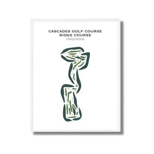 Campo de Golf Cascades - Ridge Course, IN / Mapa del Campo de Golf, Mapa de Golf, Regalo para Golfista, Tarjeta de Puntuación, Regalo para Novio Golfista, Lámina Artística SIN MARCO