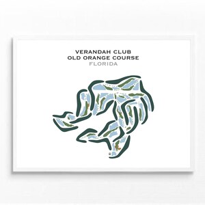 Verandah Club - Old Orange Course, FL / Mapa del campo de golf, mapa de golf, regalo de golfista para él, regalo de novio golfista, impresión artística SIN MARCO