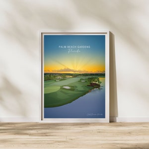 Palm Beach Gardens, Florida, golfbaanposter, Palm Beach-poster, golfcadeau Florida, golfcadeau voor zoon, cadeau voor koliek, handtekeninggat
