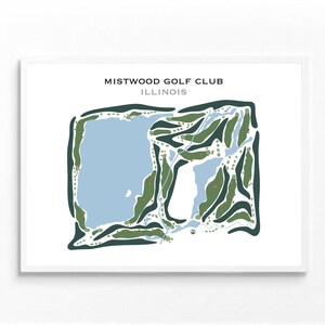 Mistwood Golf Club, Illinois / Mapa del campo de golf, mapa de golf, regalo de golfista para él, diseño de tarjeta de puntuación, regalo de novio golfista, impresión artística SIN MARCO
