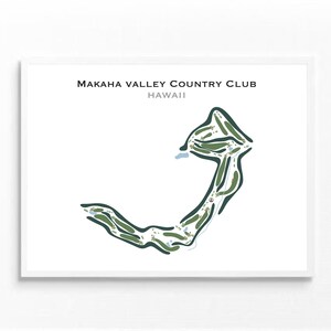 Makaha Valley Country Club, HI | Golfbaankaart, golfkaart, golfer cadeau voor hem, scorekaartlay-out, cadeau golfer vriendje, kunstdruk INGELIJST