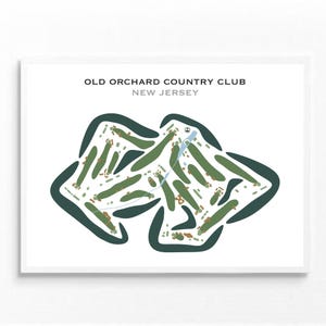Old Orchard Country Club, NJ / Mapa del campo de golf, Mapa de golf, Regalo para golfista, Diseño de tarjeta de puntuación, Regalo para novio golfista, Lámina artística sin marco
