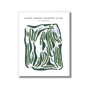 Fluss Forest Country Club, IL | Kunstdruck, Kunstdruck, Golf Karte, Golf Karte, Score Karte, Golf Karte, Landkarte, Golf Karte, Kunstdruck UNGERAHMT