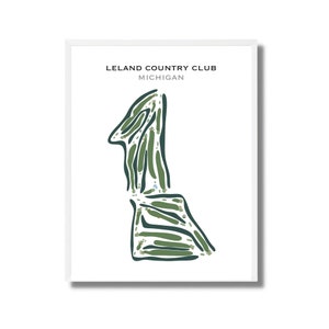 Leland Country Club, MI / Mapa del campo de golf, mapa de golf, regalo de golfista para él, diseño de tarjeta de puntuación, regalo de novio golfista, impresión artística SIN MARCO
