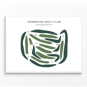 Hendricks Golf Club, Minnesota / Mapa del campo de golf, Mapa de golf, Regalo para golfista, Diseño de tarjeta de puntuación, Regalo para novio golfista, Lámina artística sin marco