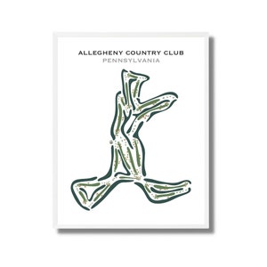 Allegheny Country Club, Pennsylvania, golfbaankaart, gepersonaliseerd cadeau, wanddecoratie, golfcadeau-ideeën, herencadeau, jubileumcadeau INGELIJST