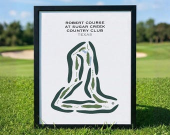 Campo de golf Robert Course en Sugar Creek Country Club, TX / Mapa del campo de golf, Mapa de golf, Regalo para golfista, Regalo para golfista, Regalo para golfista, Decoración con lámina artística
